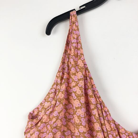 BP Nordstrom Womens One Shoulder Top 3X Tan Pink Allison Floral Lightweight NWT - Picture 3 of 7